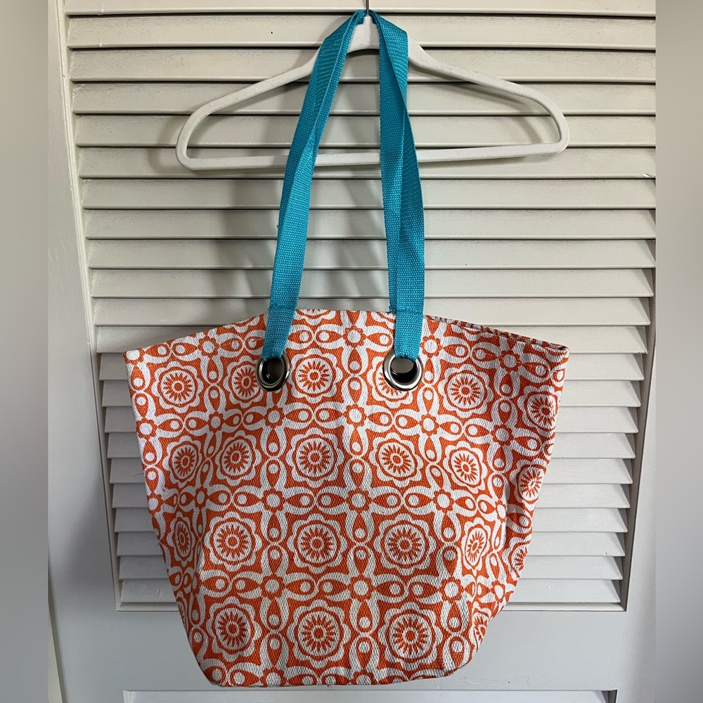 Orange and White Tote Bag